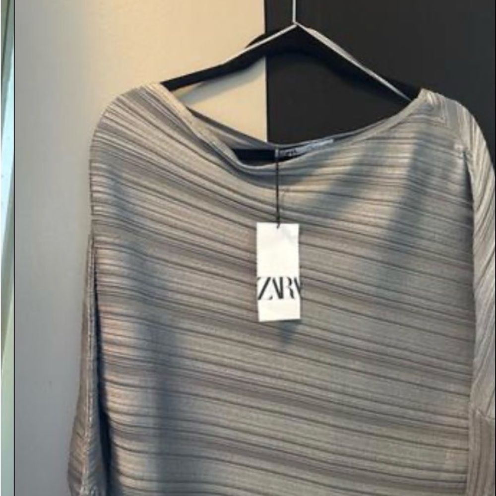 Zara Elegant Gray Striped Blouse